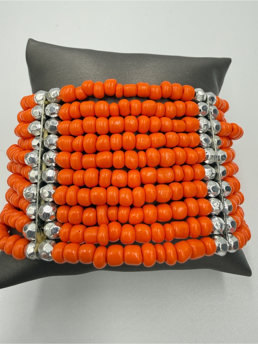 Orange Beaded Multi-Strand Stretch Bracelet